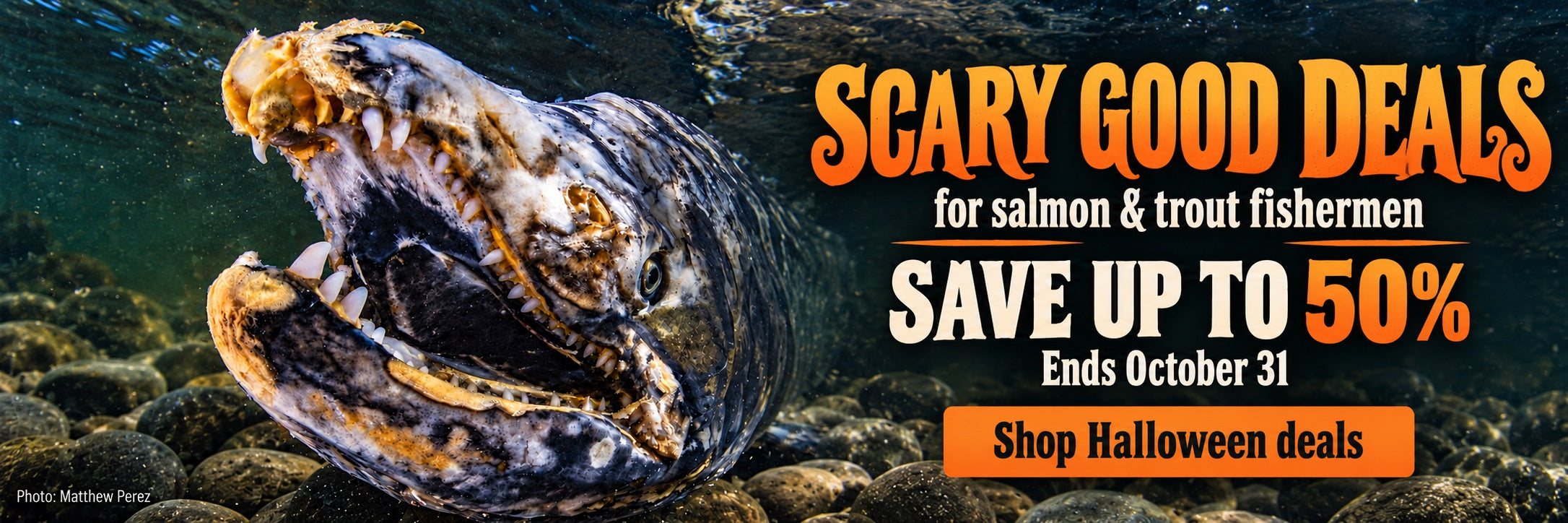Scary good deals for salmon and trout fishermen. Save up to 50%. Ends October 31.