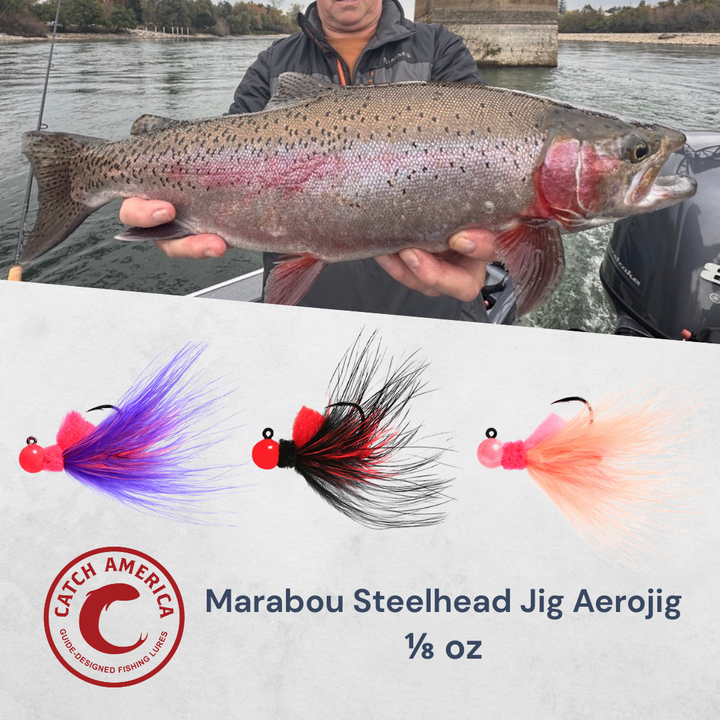 Hawken Marabou Steelhead Aerojig - Clear Water Float Jig for king salmon, river salmon, salmon - Catch America product image