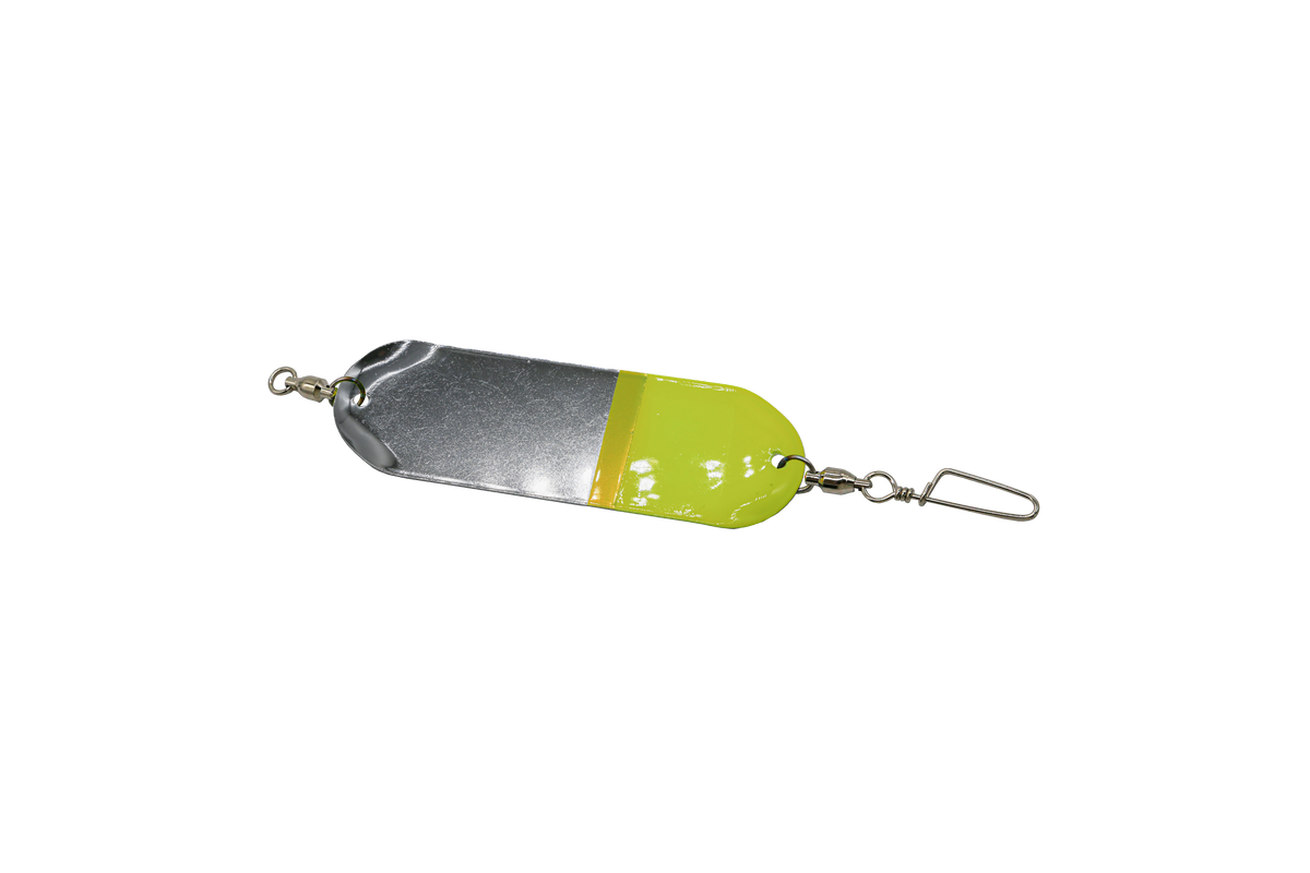 Slim UV Dodger 4.5" - Kokanee & Trout in Chrome Chartreuse Tip - Smooth for kokanee, trout - Catch America product image
