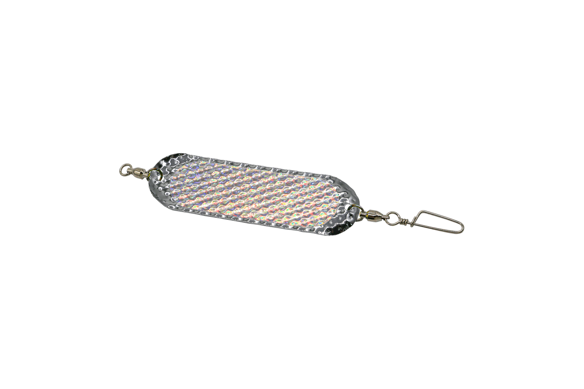 Slim UV Dodger 4.5" - Kokanee & Trout in Chrome w/ Holo Tape - Hammered for kokanee, trout - Catch America product image