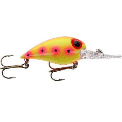 Brad's Wiggler Crank Bait 3" - Trout & Salmon in Chartruese-Orange-Pink-Black Dot for king salmon, landlocked salmon, river salmon - Catch America product image