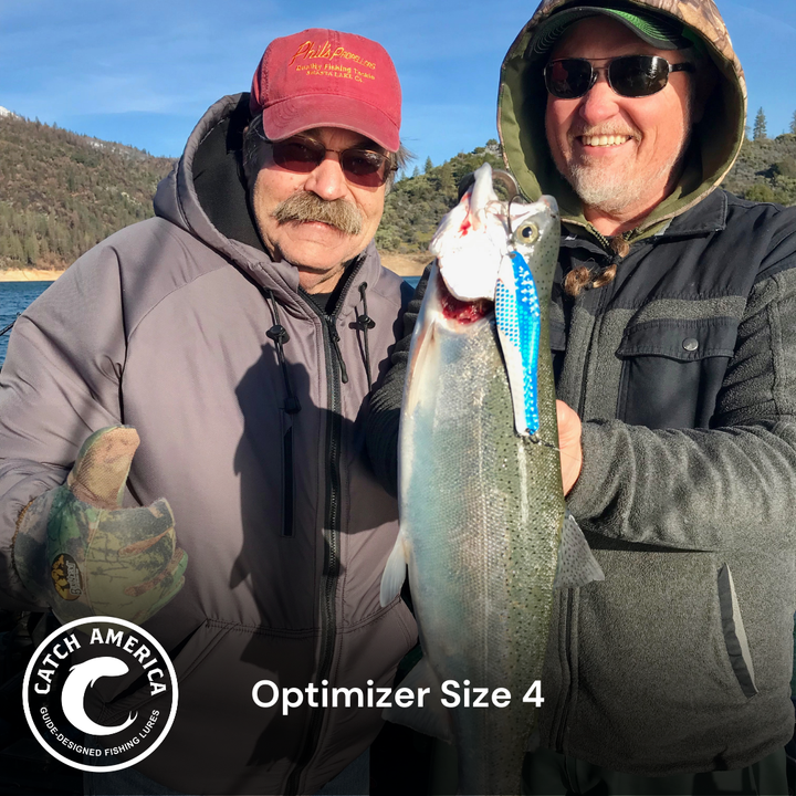 Optimizer Size 4 trolling spoon for striped bass, rainbow trout, and landlocked salmon
