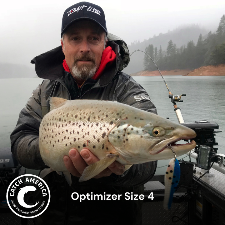 Optimizer Size 4 trolling spoon for striped bass, rainbow trout, and landlocked salmon