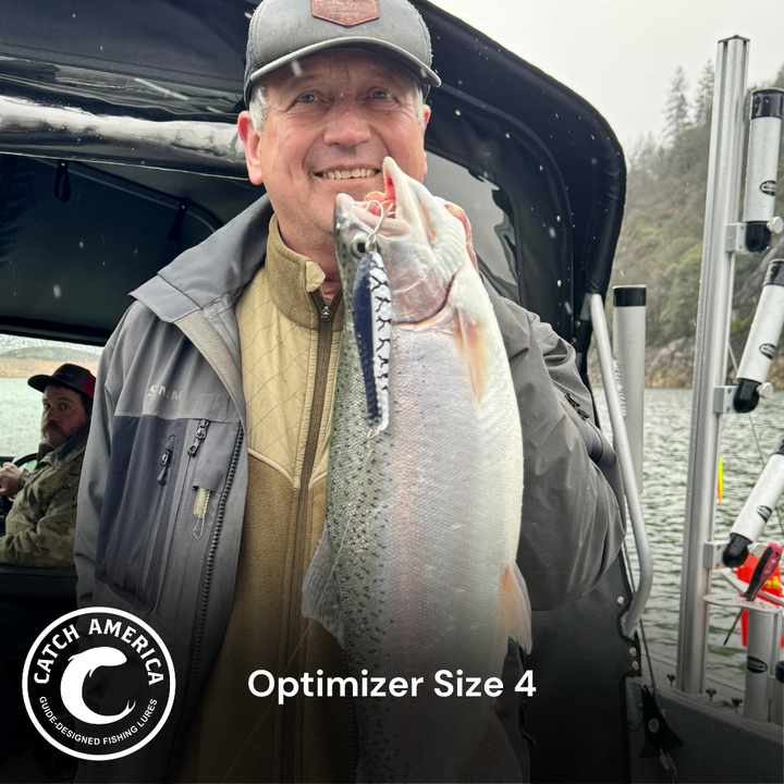 Optimizer Size 4 trolling spoon for striped bass, rainbow trout, and landlocked salmon