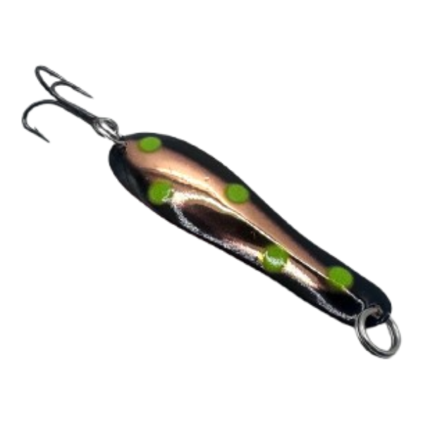 Junior Optimizer 2.25" - Slimline Trolling Spoon in Alien Invasion - Copper for king salmon, landlocked salmon, salmon - Catch America product image