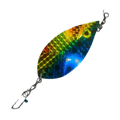 Magnum Willow Leaf Dodger Blue Rainbow fishing lure