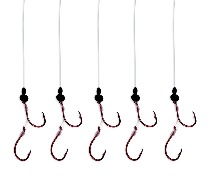 Monofilament Double Hook Leader Packs - 5 Pack in #2 - 5 Pack for king salmon, kokanee, landlocked salmon - Catch America product image
