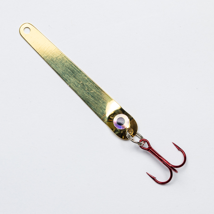 Popped-Eyed Spoon - All-Brass Flutter Spoon in 24k Gold for king salmon, landlocked salmon, salmon - Catch America product image