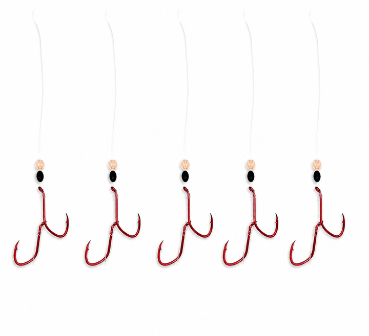 Monofilament Premium Maruto Sickle Double Hook Leaders - 5 Pack in Red / #4, Red / #2 for kokanee, trout - Catch America product image