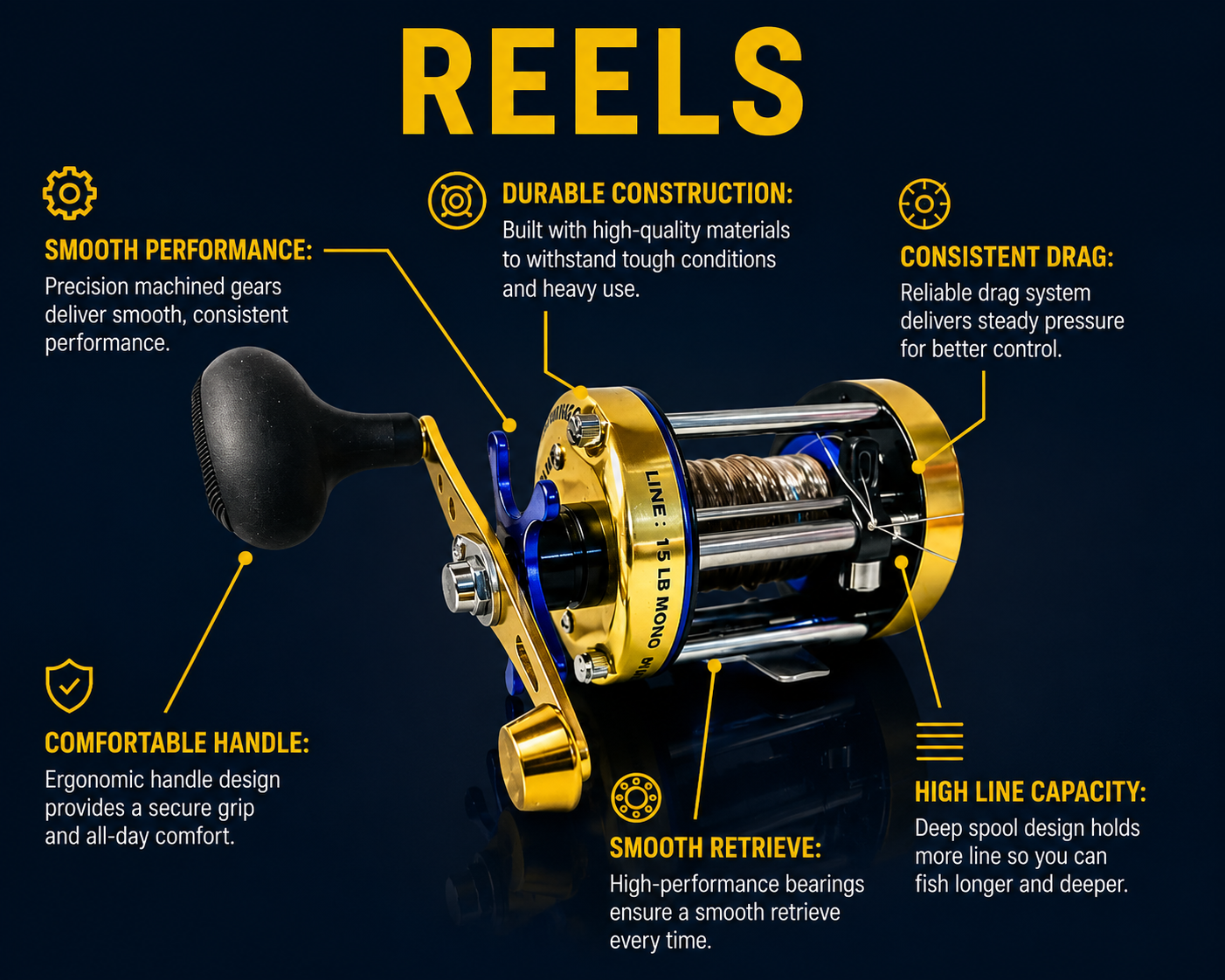 Catch America Rigged Trolling Reel - Hybrid Leadcore
