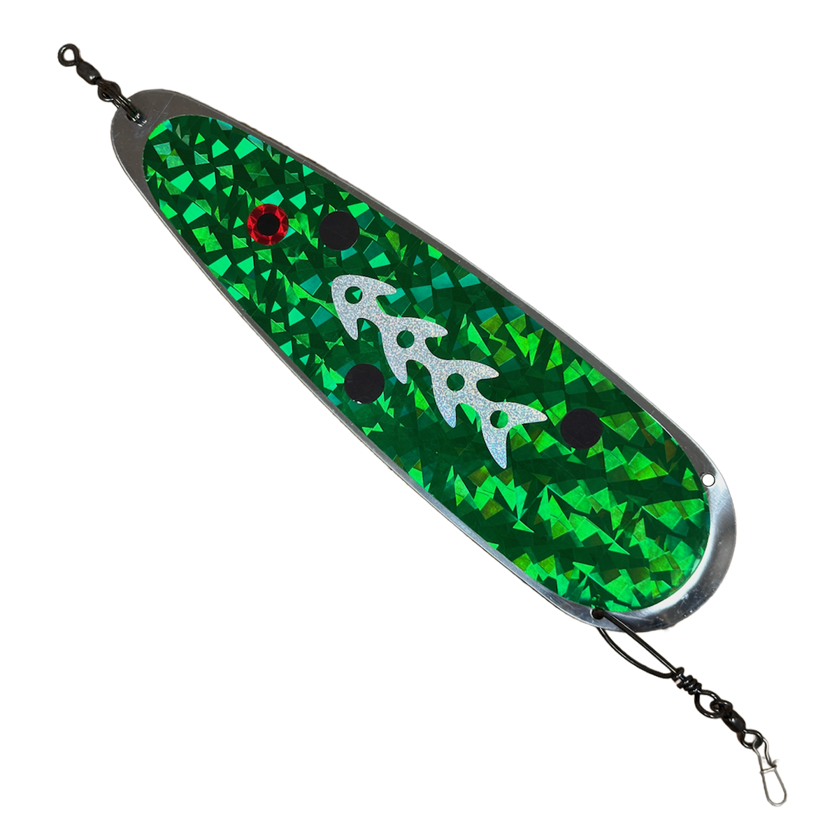 Trolling Dodger 9" - Kokanee & Trout in Green w/ Silver Tribal for kokanee, trout - Catch America product image