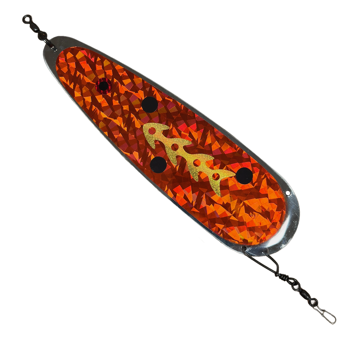 Trolling Dodger 9" - Kokanee & Trout in Orange w/ Green Tribal for kokanee, trout - Catch America product image
