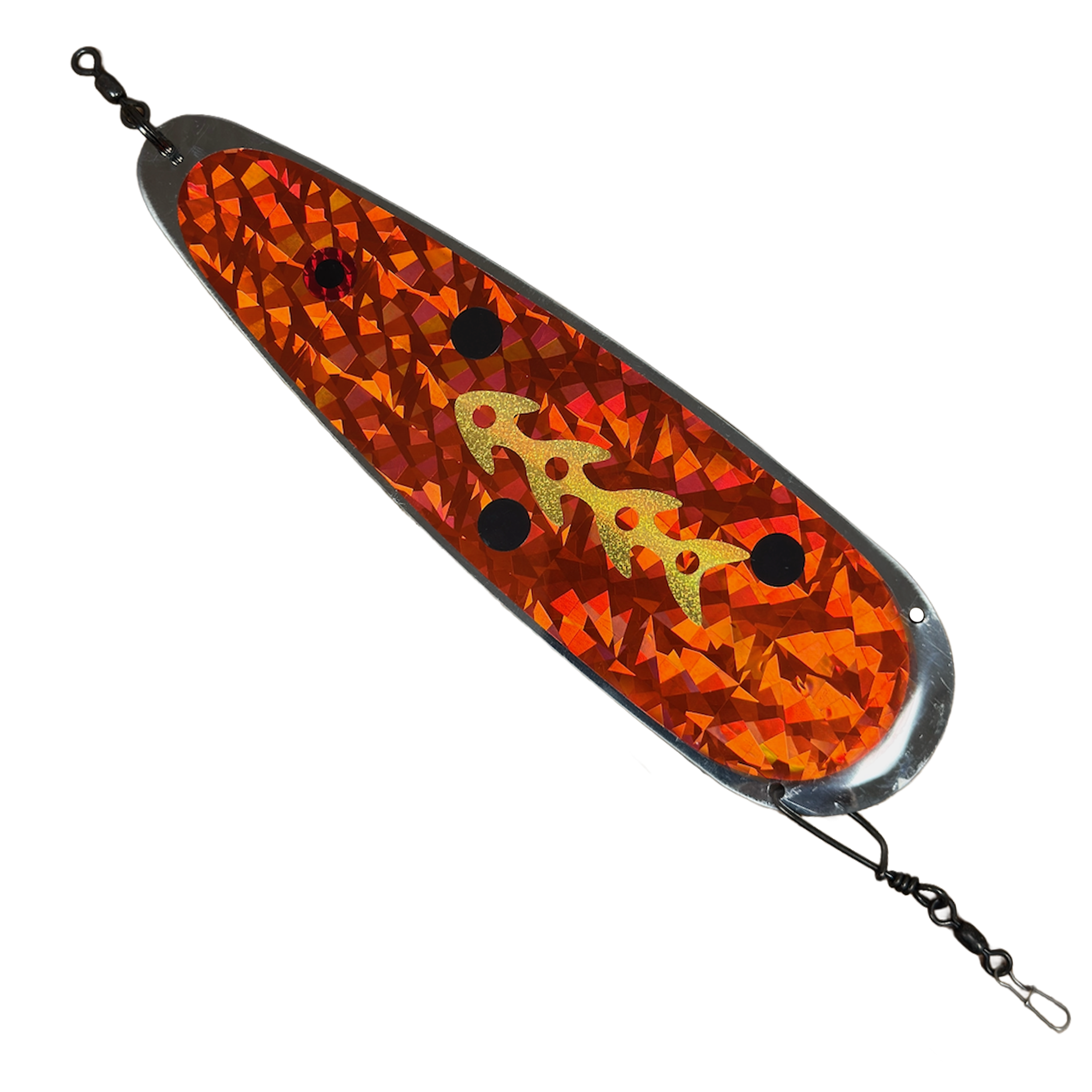 Trolling Dodger 9" - Kokanee & Trout in Orange w/ Green Tribal for kokanee, trout - Catch America product image