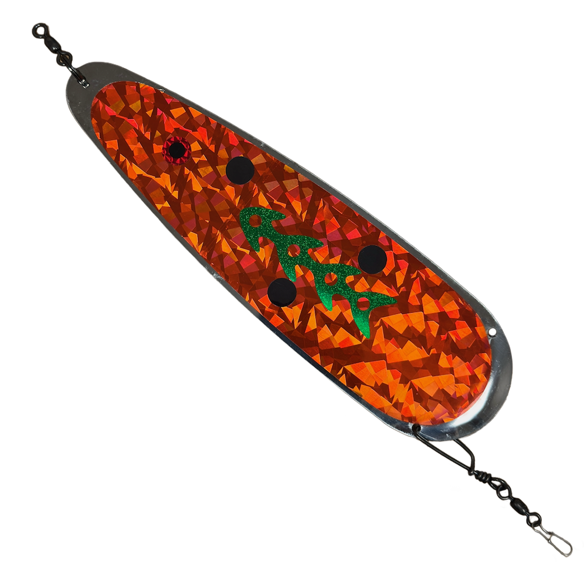Trolling Dodger 9" - Kokanee & Trout in Orange w/ Black Tribal for kokanee, trout - Catch America product image