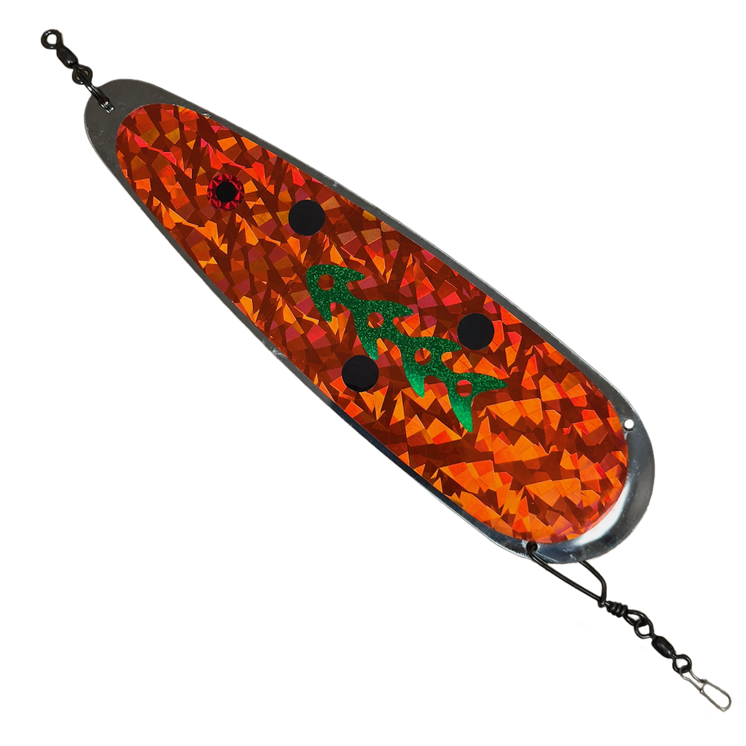 Trolling Dodger 9" - Kokanee & Trout in Orange w/ Black Tribal for kokanee, trout - Catch America product image