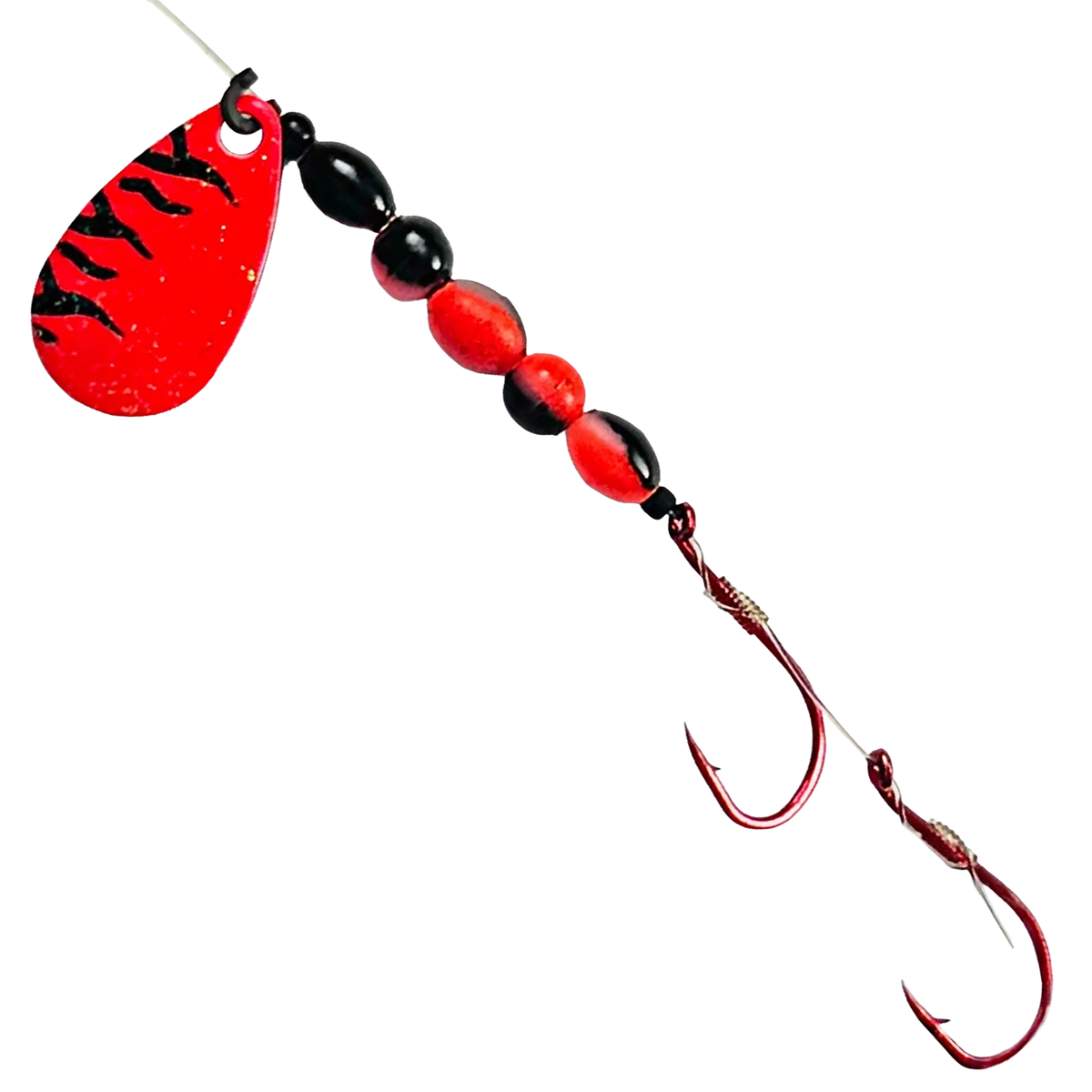 Uncle Larry's UV Glow Tiger Spinners in Bloody Tiger for king salmon, kokanee, landlocked salmon - Catch America product image