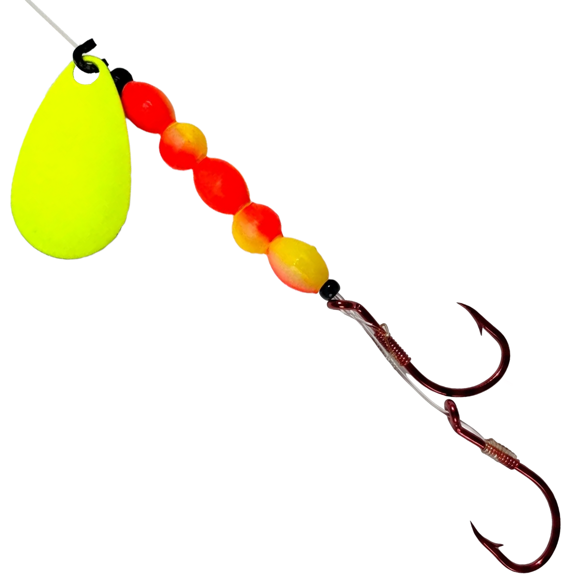 Uncle Larry's UV Glow Tiger Spinners in Chartreuse Popsicle for king salmon, kokanee, landlocked salmon - Catch America product image