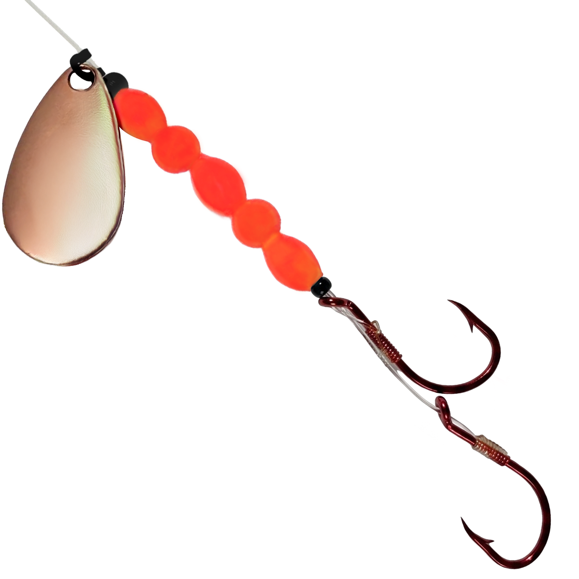 Uncle Larry's UV Glow Tiger Spinners in Copper Orange for king salmon, kokanee, landlocked salmon - Catch America product image