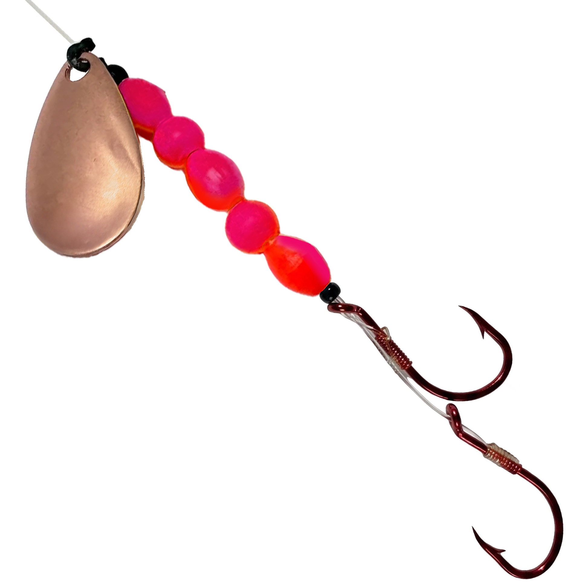 Uncle Larry's UV Glow Tiger Spinners in Copper Pink Orange for king salmon, kokanee, landlocked salmon - Catch America product image