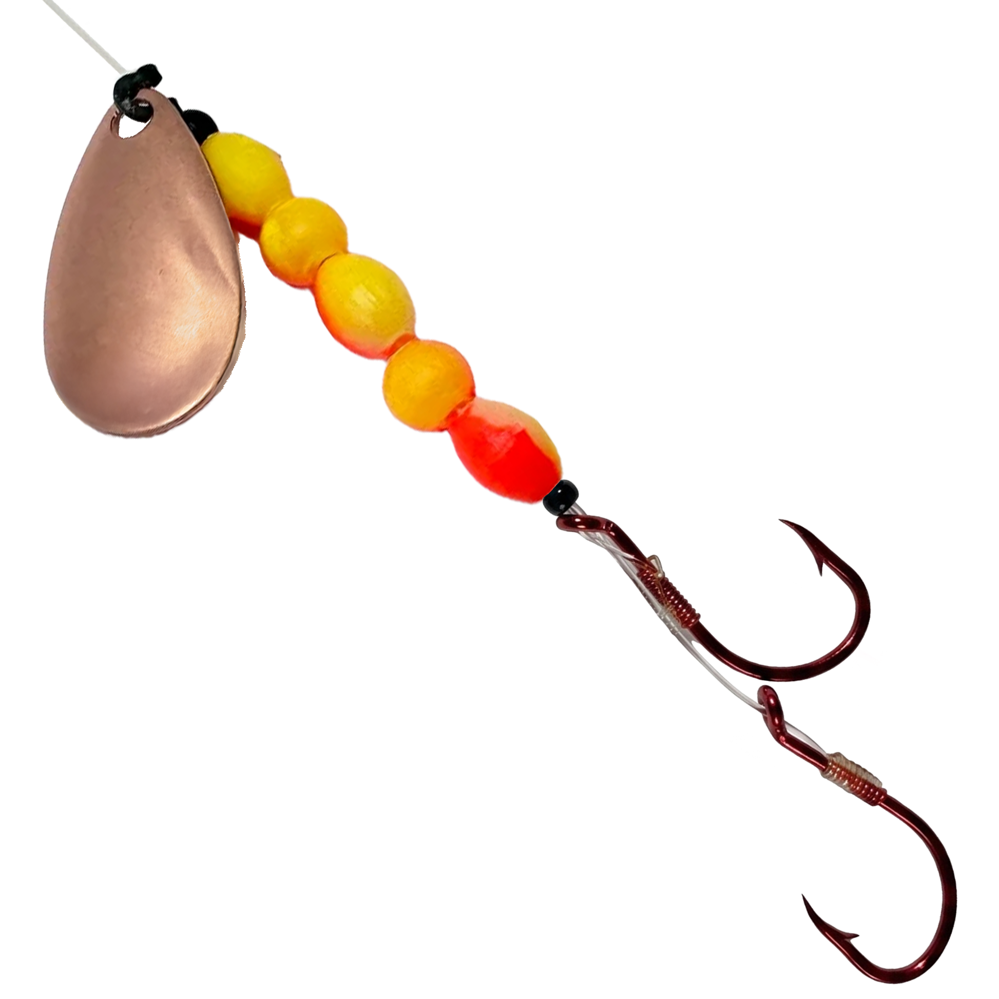 Uncle Larry's UV Glow Tiger Spinners in Copper Popsicle for king salmon, kokanee, landlocked salmon - Catch America product image