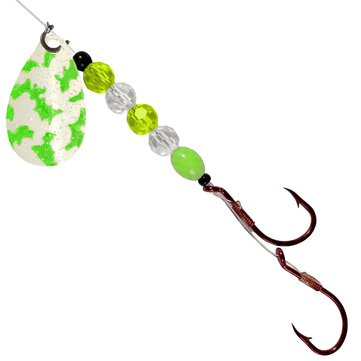 Uncle Larry's UV Glow Tiger Spinners in Special Tiger – Firefly Madness for king salmon, kokanee, landlocked salmon - Catch America product image