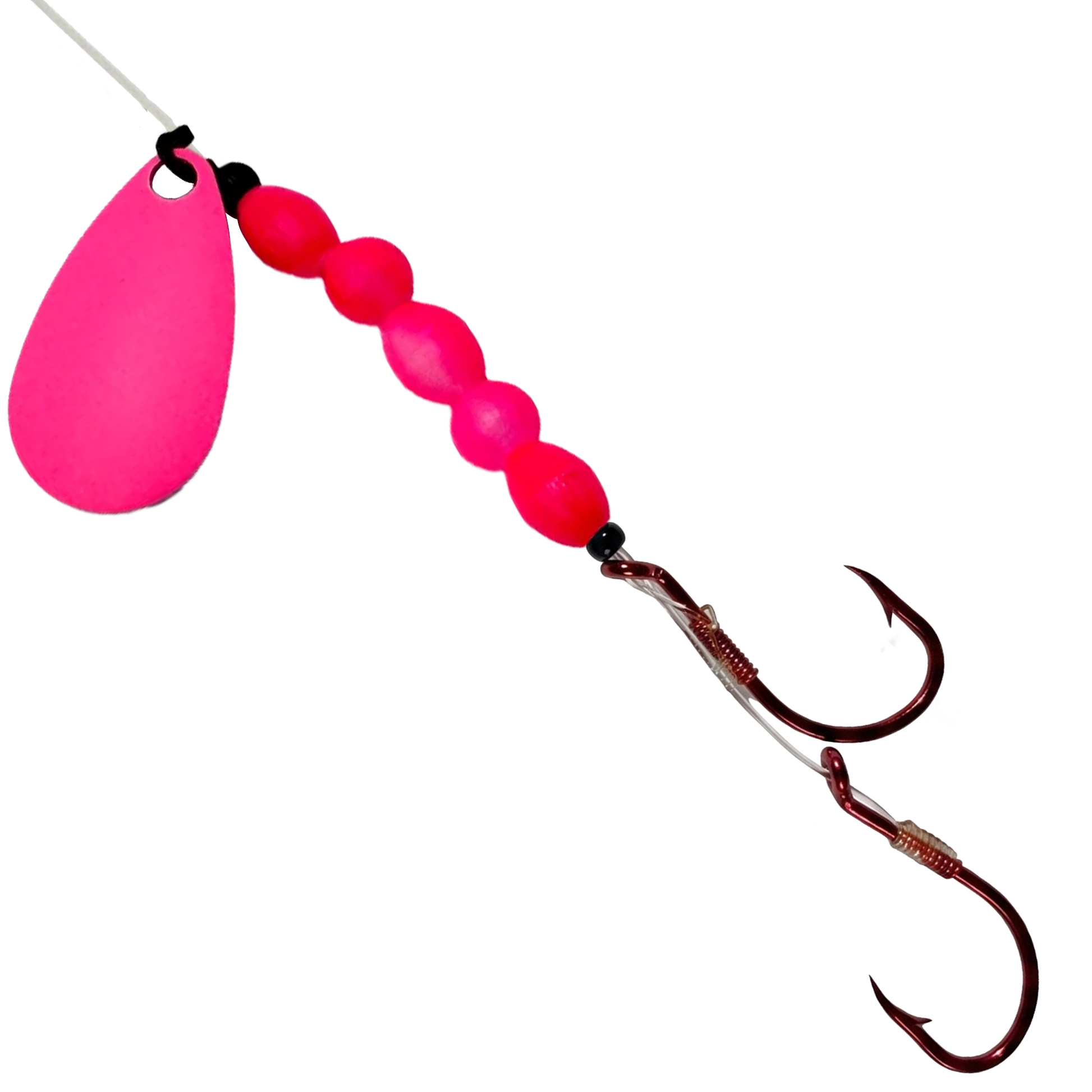 Uncle Larry's UV Glow Tiger Spinners in Glow Pinky for king salmon, kokanee, landlocked salmon - Catch America product image