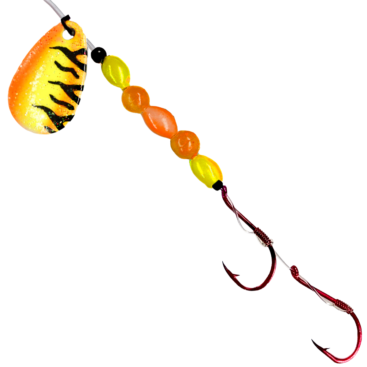 Uncle Larry's UV Glow Tiger Spinners in Hot Belly Tiger for king salmon, kokanee, landlocked salmon - Catch America product image