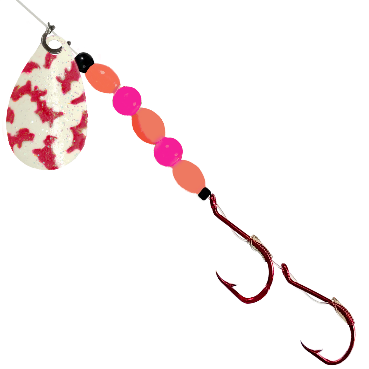 Uncle Larry's UV Glow Tiger Spinners in Special Tiger – Mad Aurora Fire for king salmon, kokanee, landlocked salmon - Catch America product image