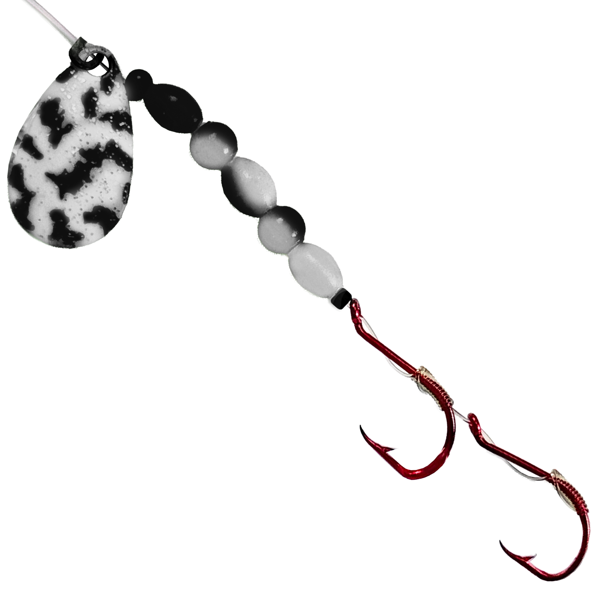 Uncle Larry's UV Glow Tiger Spinners in Special Tiger – Mad Cow for king salmon, kokanee, landlocked salmon - Catch America product image