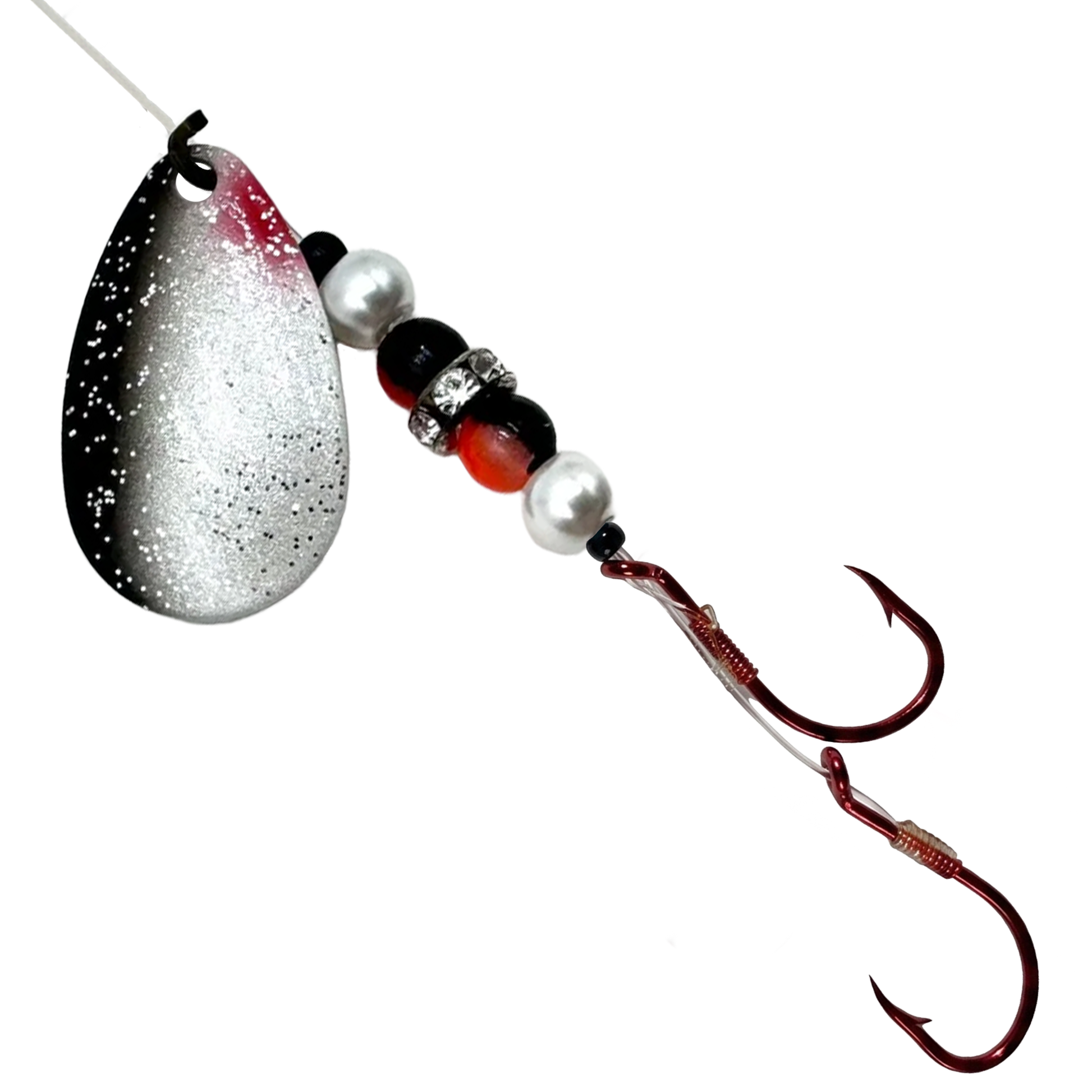Uncle Larry's UV Glow Tiger Spinners in Pearl Shad for king salmon, kokanee, landlocked salmon - Catch America product image