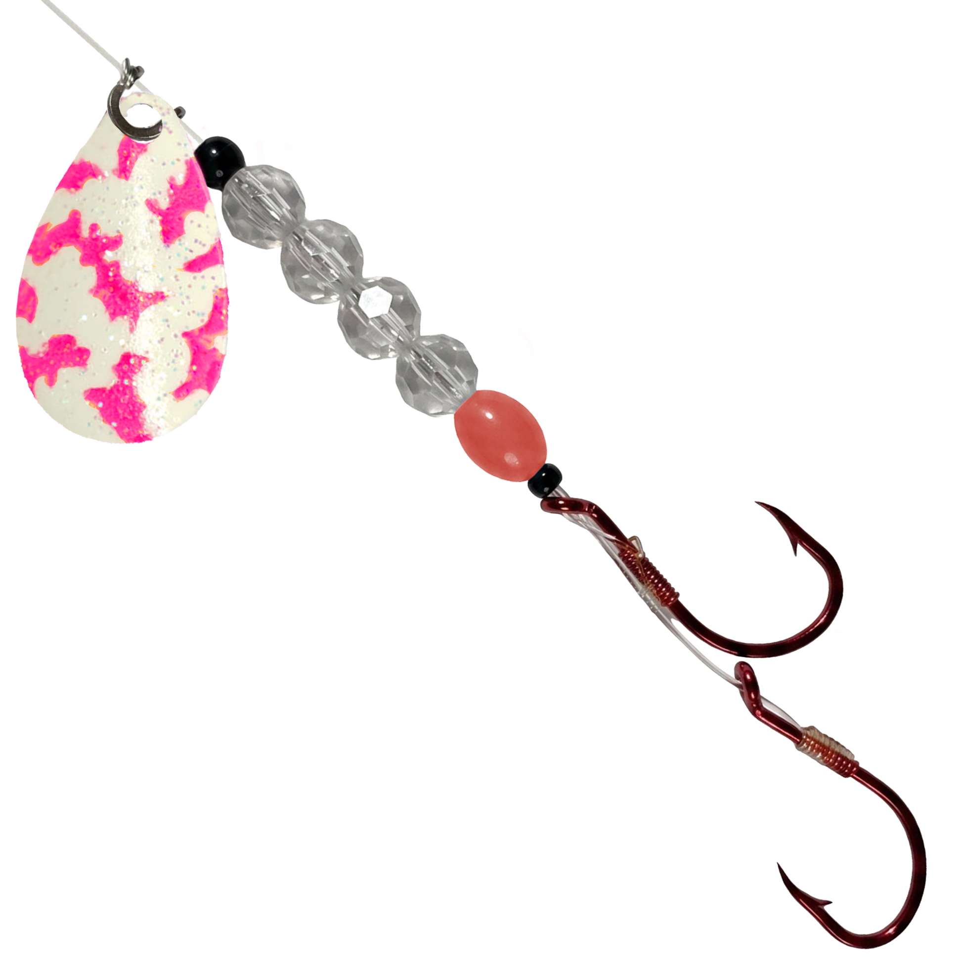 Uncle Larry's UV Glow Tiger Spinners in Special Tiger – Pink V for king salmon, kokanee, landlocked salmon - Catch America product image