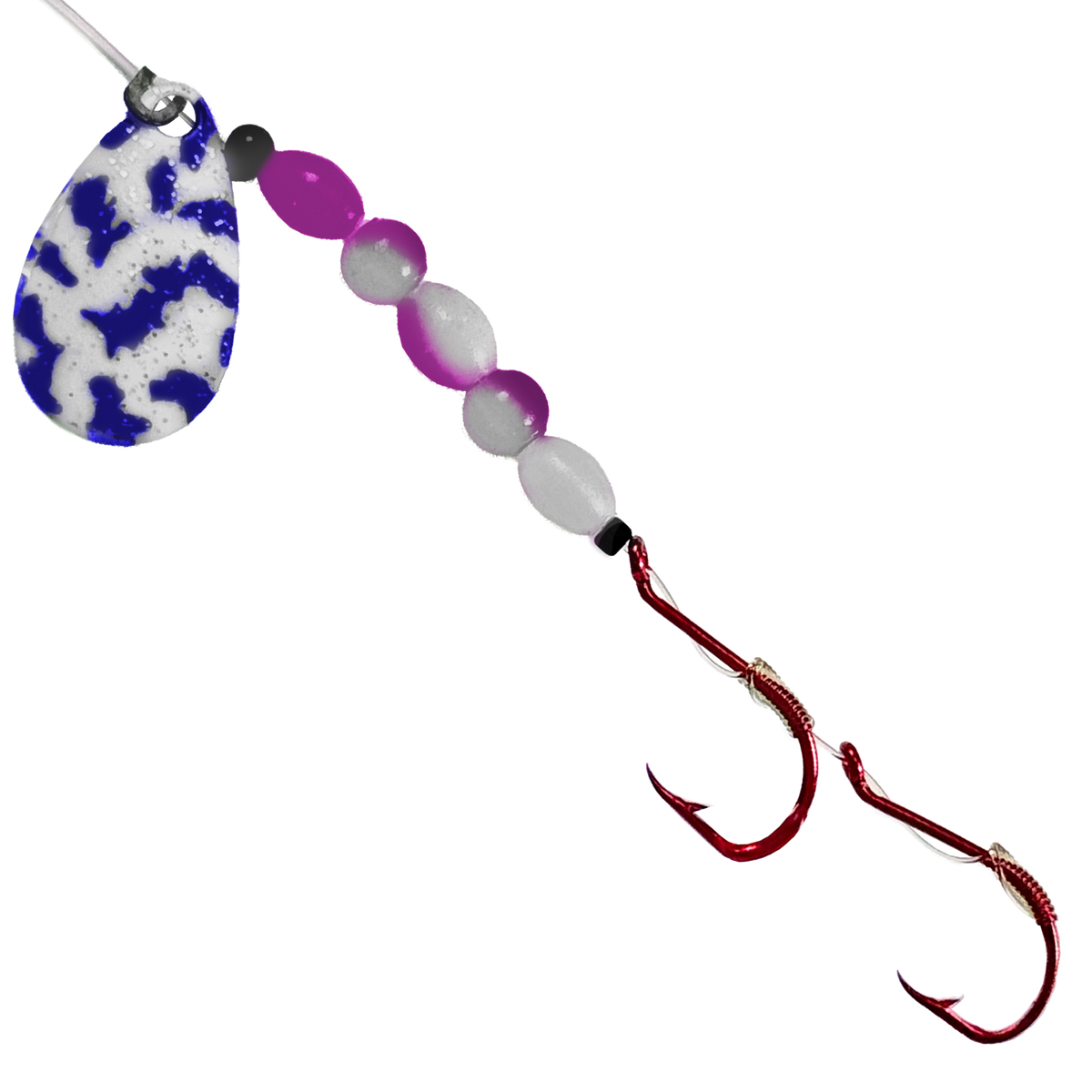 Uncle Larry's UV Glow Tiger Spinners in Special Tiger – Plumb Mad for king salmon, kokanee, landlocked salmon - Catch America product image