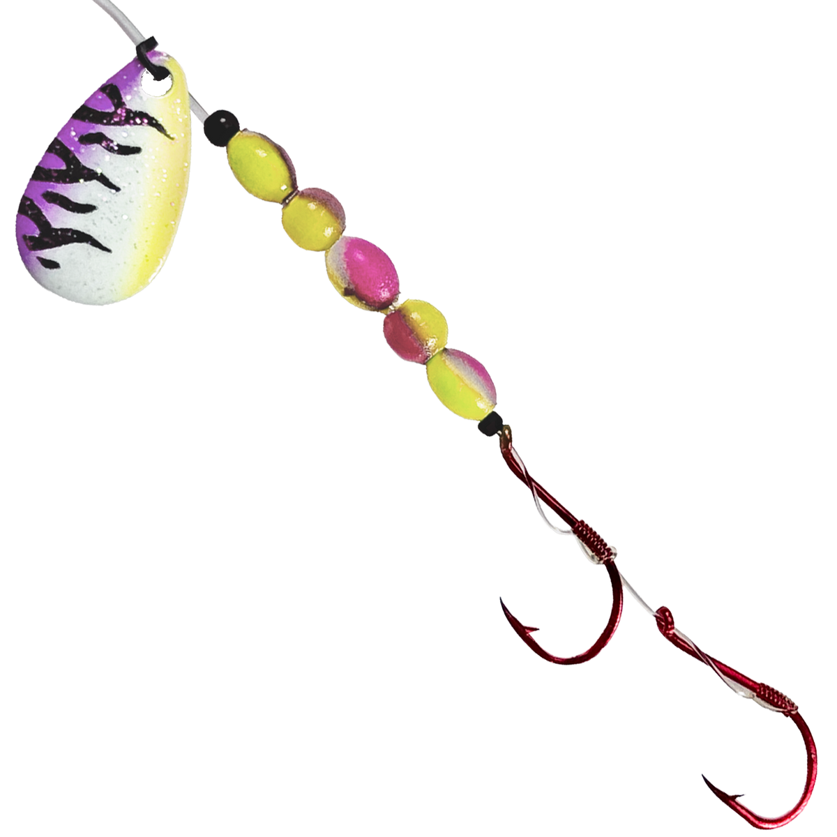 Uncle Larry's UV Glow Tiger Spinners in Purple Tiger for king salmon, kokanee, landlocked salmon - Catch America product image