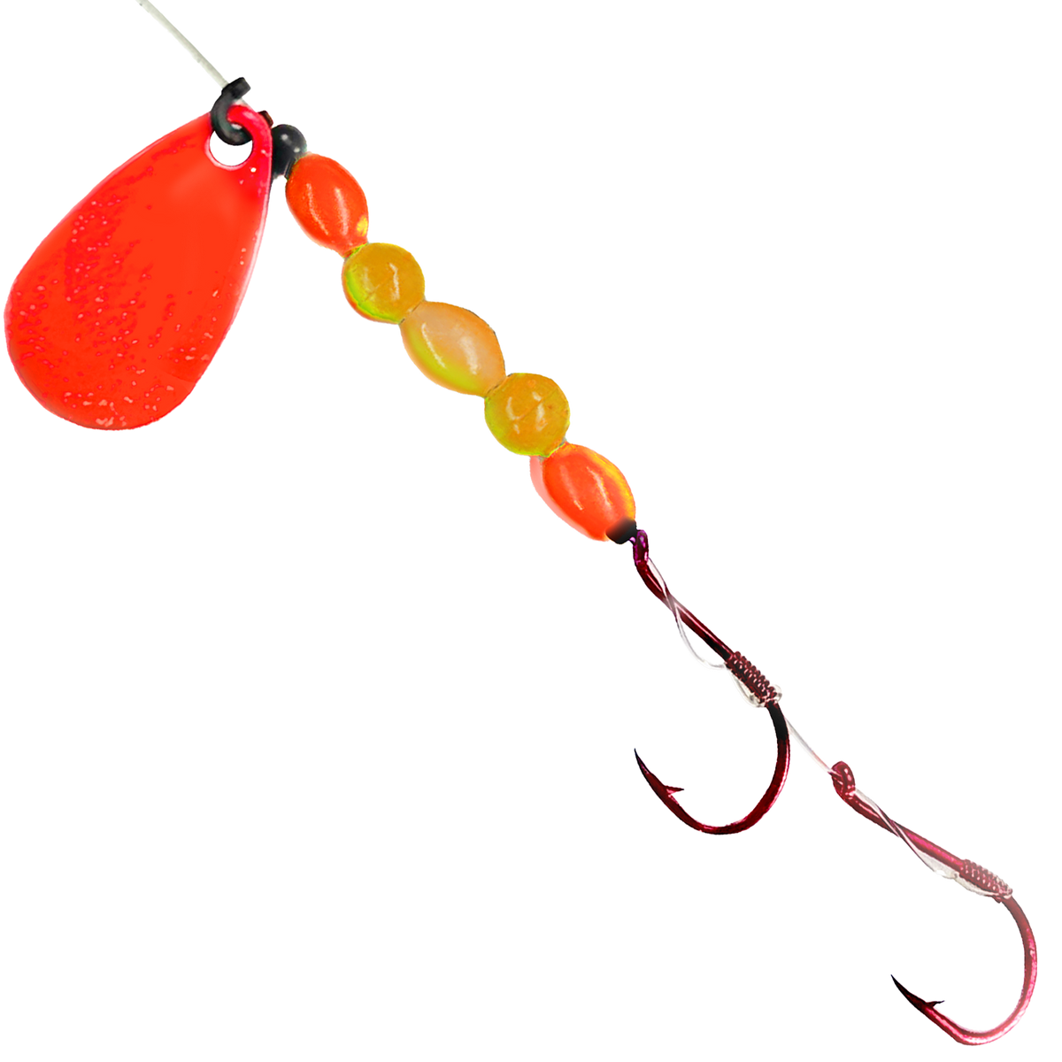 Uncle Larry's UV Glow Tiger Spinners in Red Popsicle for king salmon, kokanee, landlocked salmon - Catch America product image