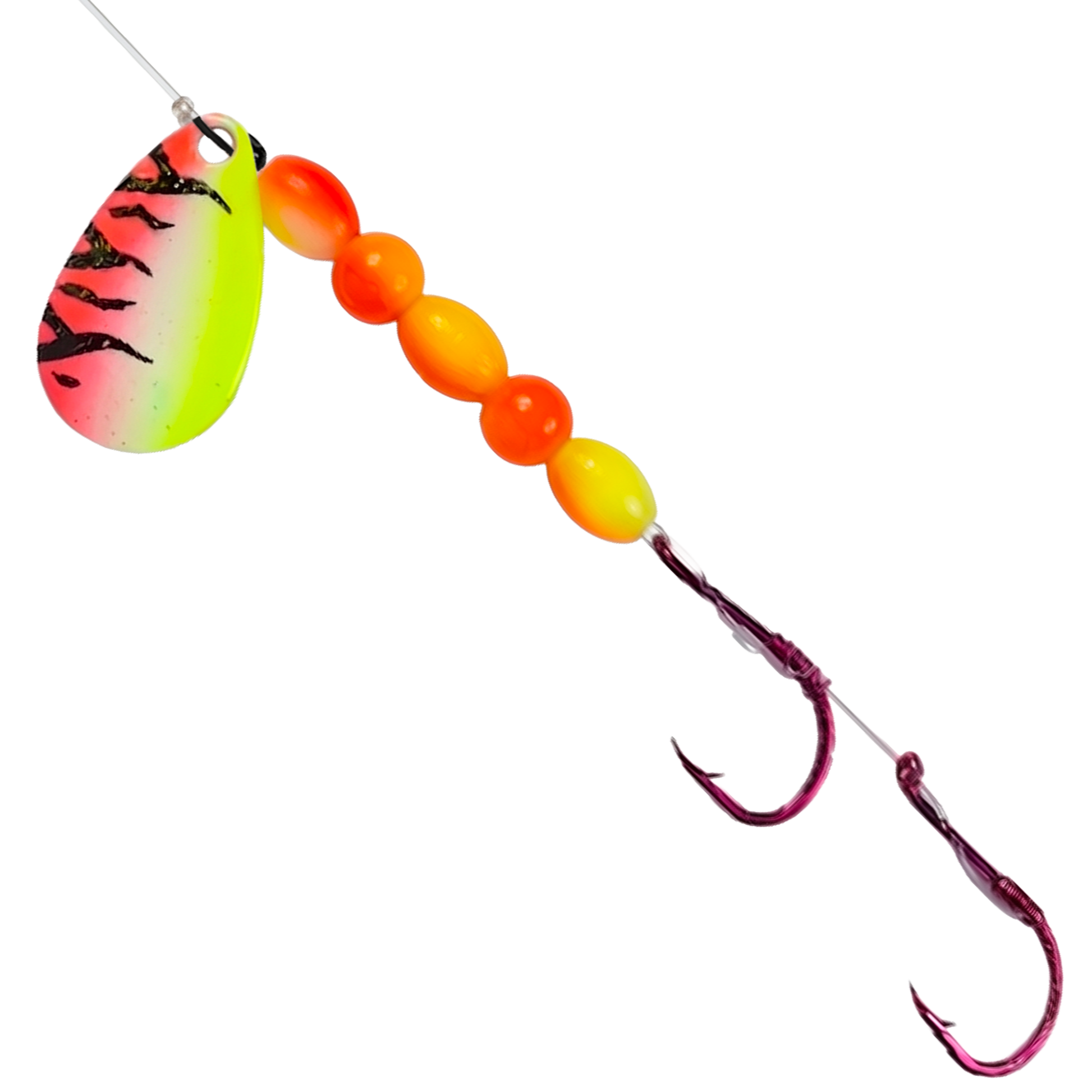 Uncle Larry's UV Glow Tiger Spinners in Red Tiger for king salmon, kokanee, landlocked salmon - Catch America product image
