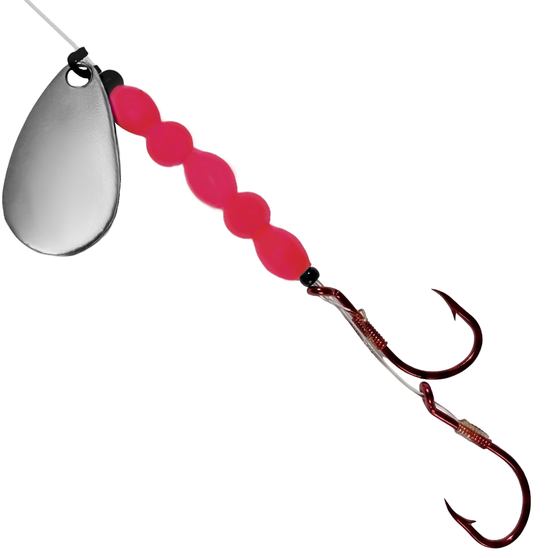 Uncle Larry's UV Glow Tiger Spinners in Silver Pink for king salmon, kokanee, landlocked salmon - Catch America product image