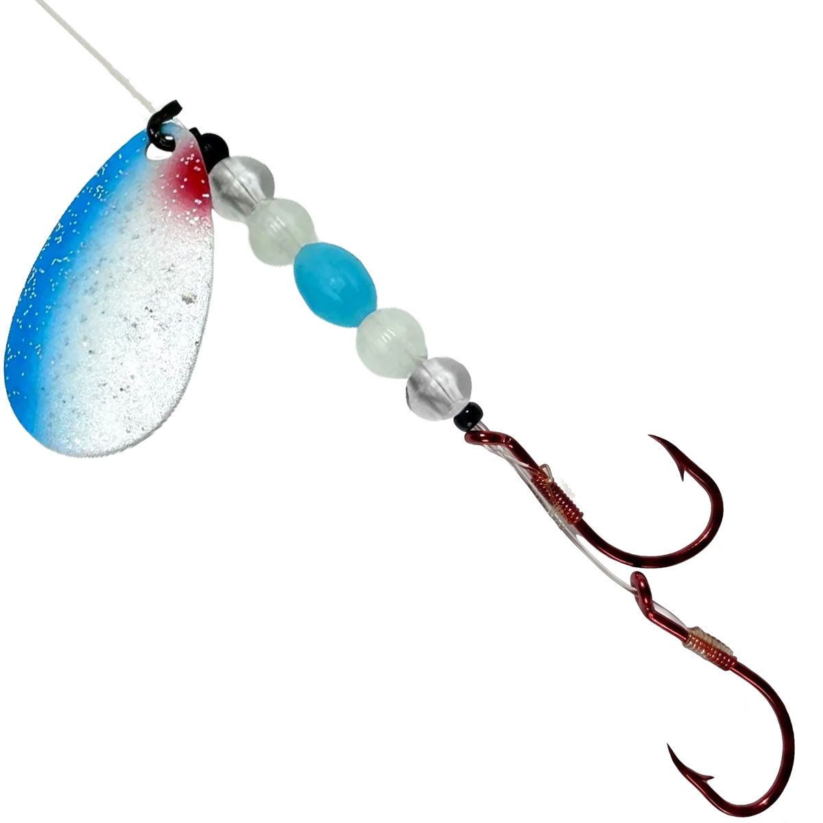 Uncle Larry's UV Glow Tiger Spinners in UV Blue Glow for king salmon, kokanee, landlocked salmon - Catch America product image