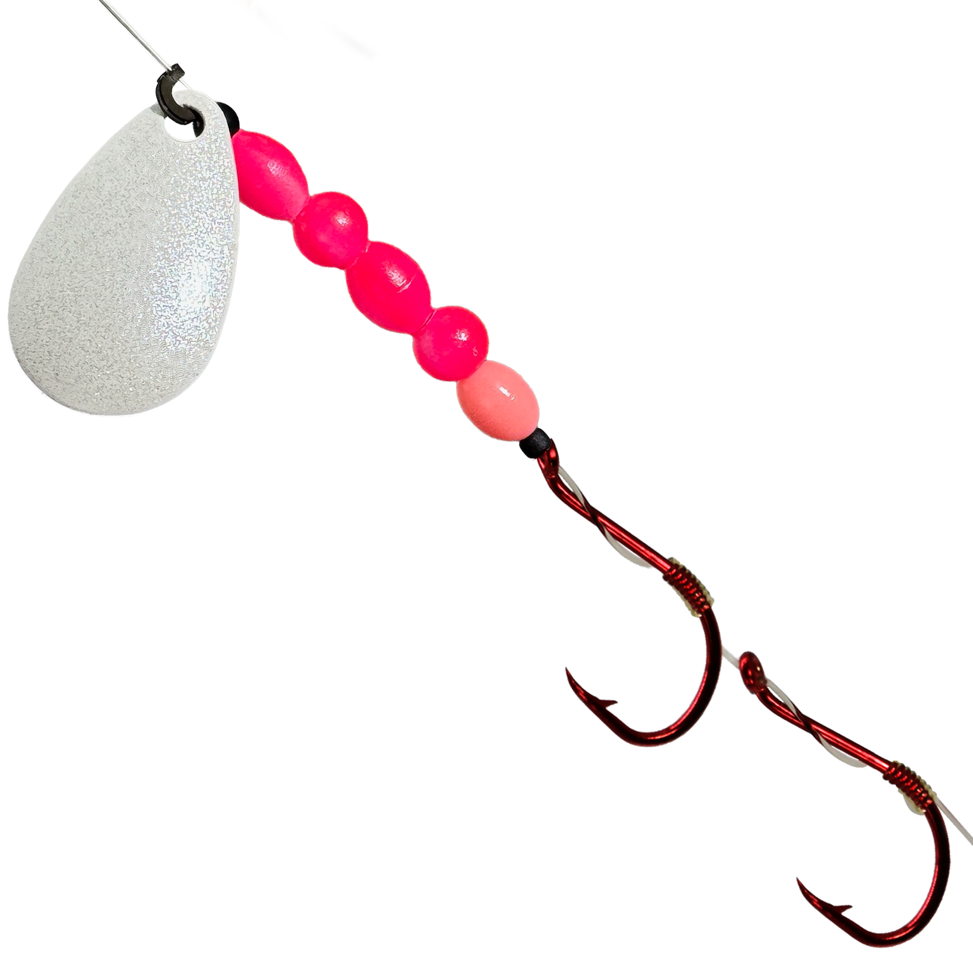 Uncle Larry's UV Glow Tiger Spinners in Special UV Glow - Snow White for king salmon, kokanee, landlocked salmon - Catch America product image