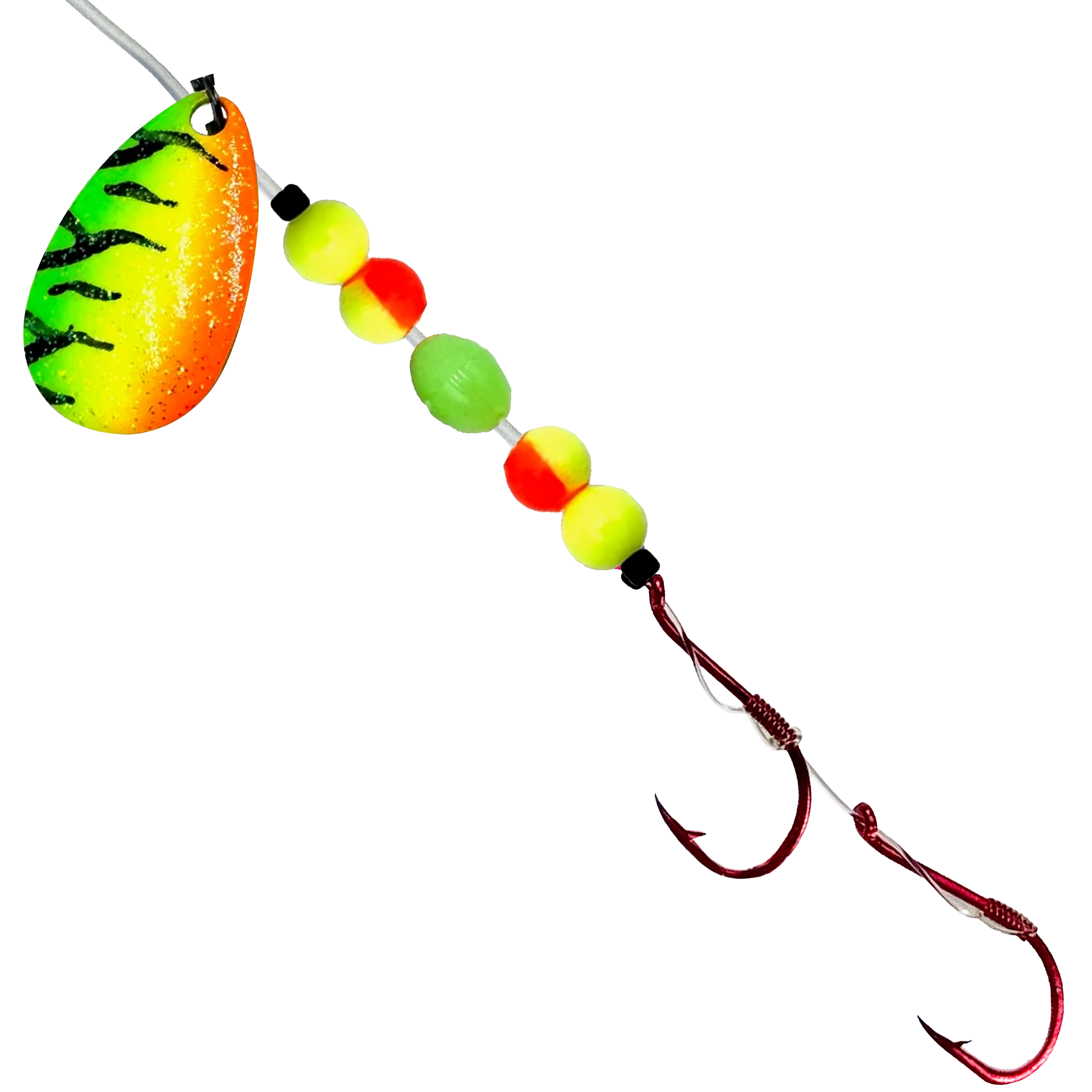 Uncle Larry's UV Glow Tiger Spinners in UV Glow Tiger for king salmon, kokanee, landlocked salmon - Catch America product image