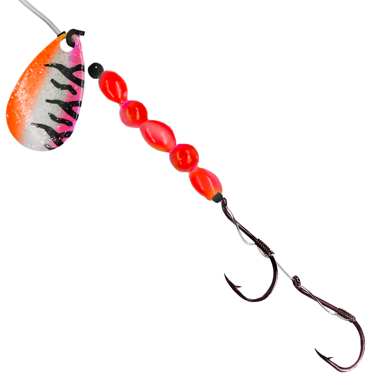 Uncle Larry's UV Glow Tiger Spinners in Sonora Sunset for king salmon, kokanee, landlocked salmon - Catch America product image