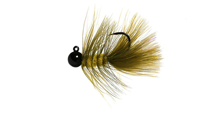 Hawken Woolly Bugger Jig - Steelhead & Trout Float Jig in Black Head and Olive - #01 for king salmon, river salmon, salmon - Catch America product image