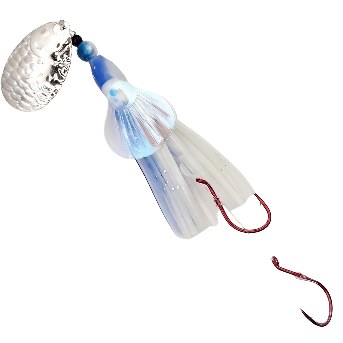 Wing Hoochies 2" - Trout & Landlocked King Squid in Blue GLO for king salmon, landlocked salmon, trout - Catch America product image