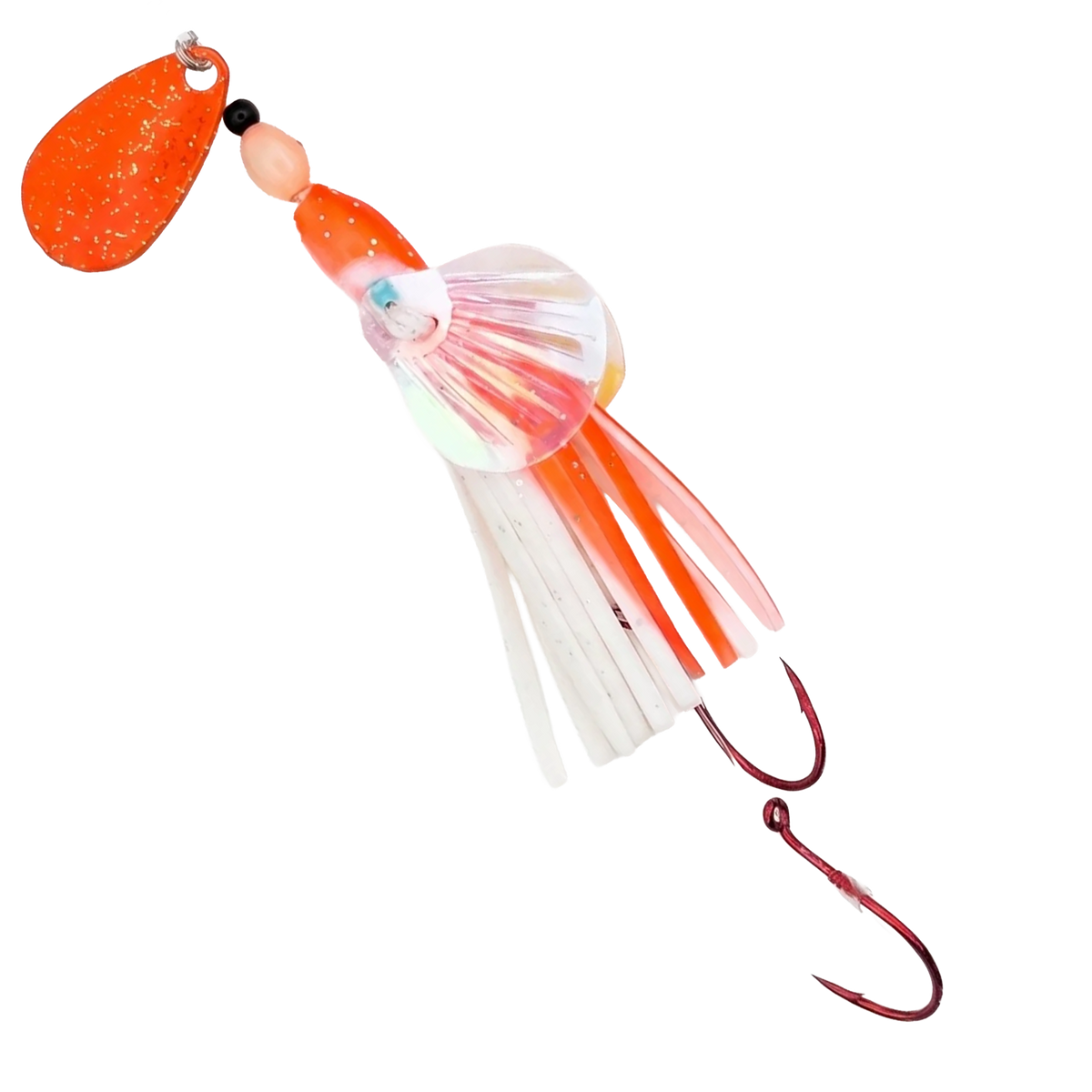 Wing Hoochies 2" - Trout & Landlocked King Squid in GLO Orange for king salmon, landlocked salmon, trout - Catch America product image