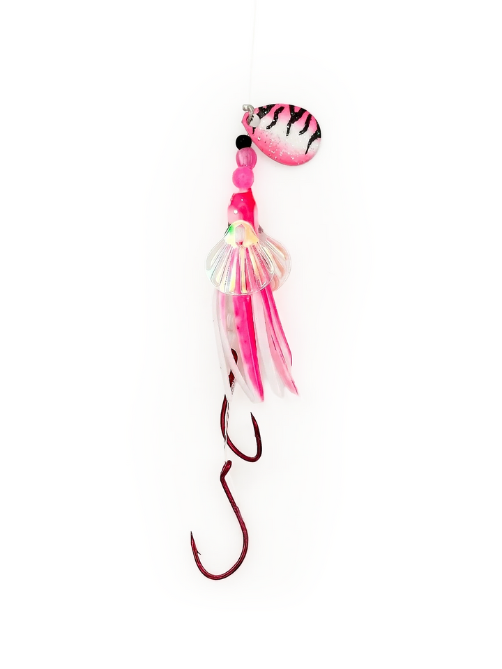 Wing Micro Hoochies 1.5" - Kokanee & Trout Squid in GLO Pink Tiger for kokanee, trout - Catch America product image