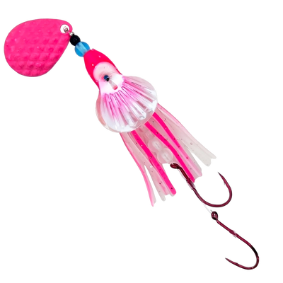 Wing Hoochies 2" - Trout & Landlocked King Squid in GLO Pinky for king salmon, landlocked salmon, trout - Catch America product image