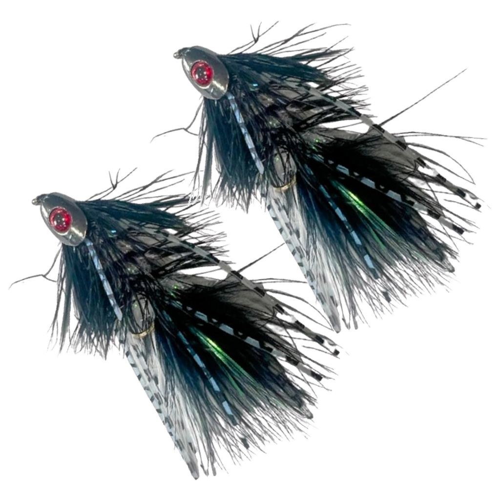 Metal Head Fly - Black and White - 2 Pack