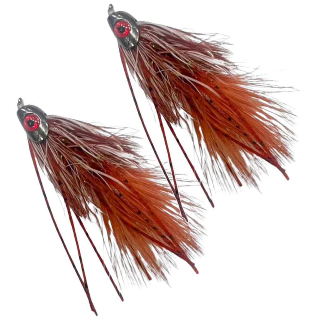 Metal Head Fly - Brown and White - 2 Pack