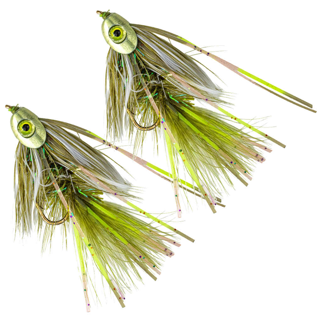 Metal Head Fly - Green and White - 2 Pack