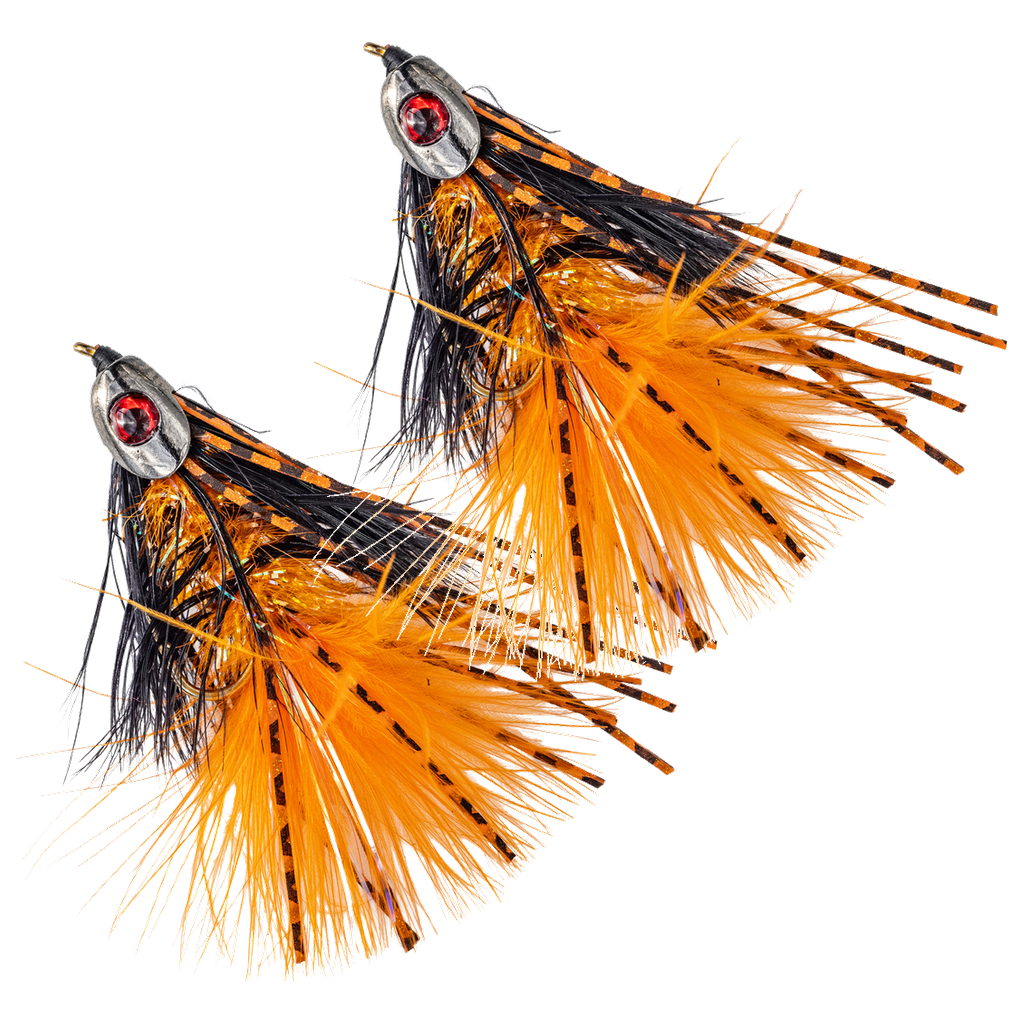 Metal Head Fly - Orange and Black - 2 Pack