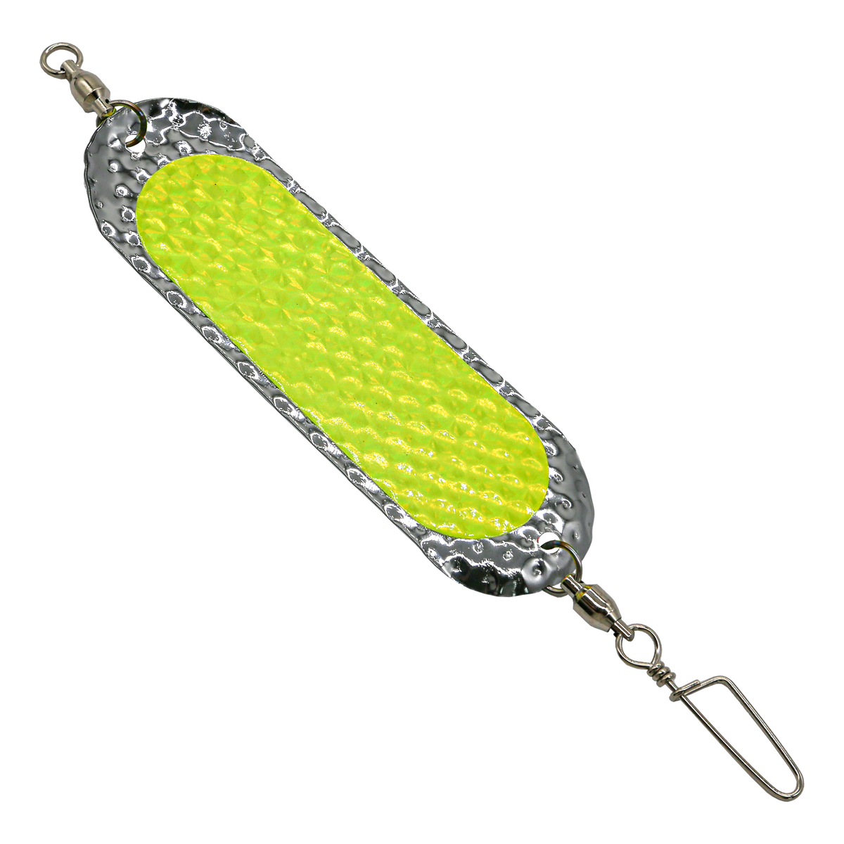 Chrome w/ Chartreuse - Hammered - Slim UV Dodger 4.5 inch